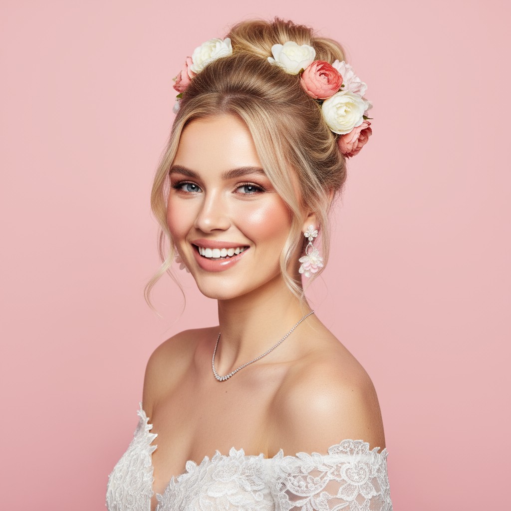 Real Flower Bun Hairstyle Ideas